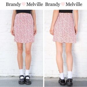 Brandy Melville Red Floral Clare Skirt OS (XS-M)